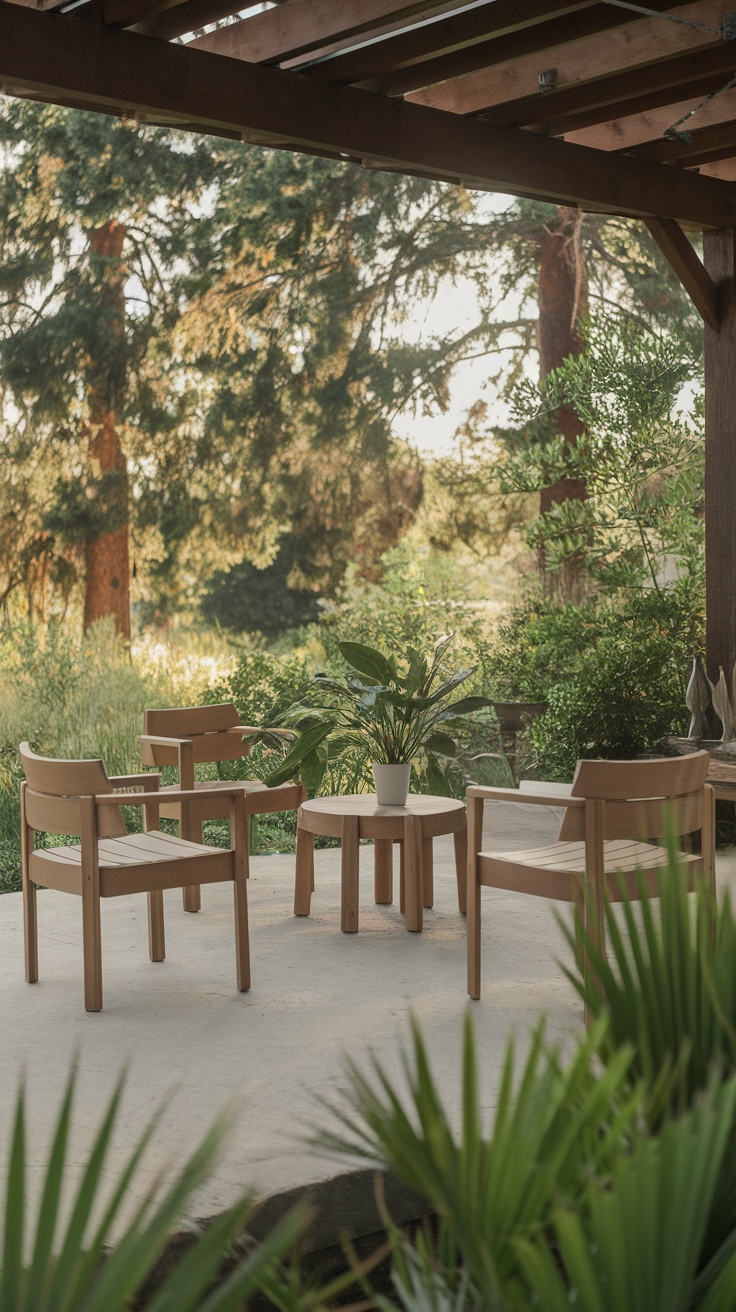 Eco-friendly outdoor furniture set in a natural setting