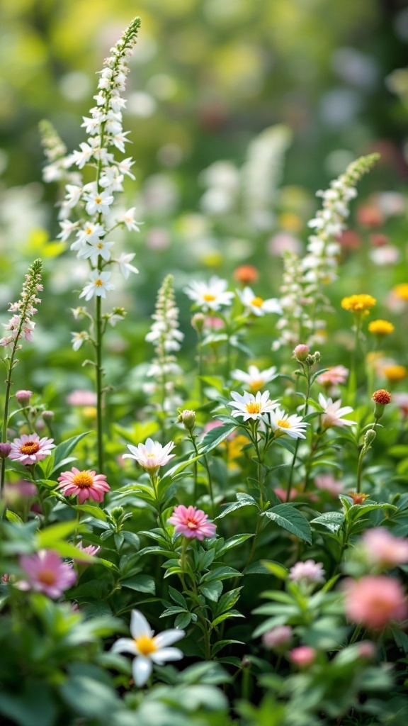 Colorful spring flowers blooming in a garden