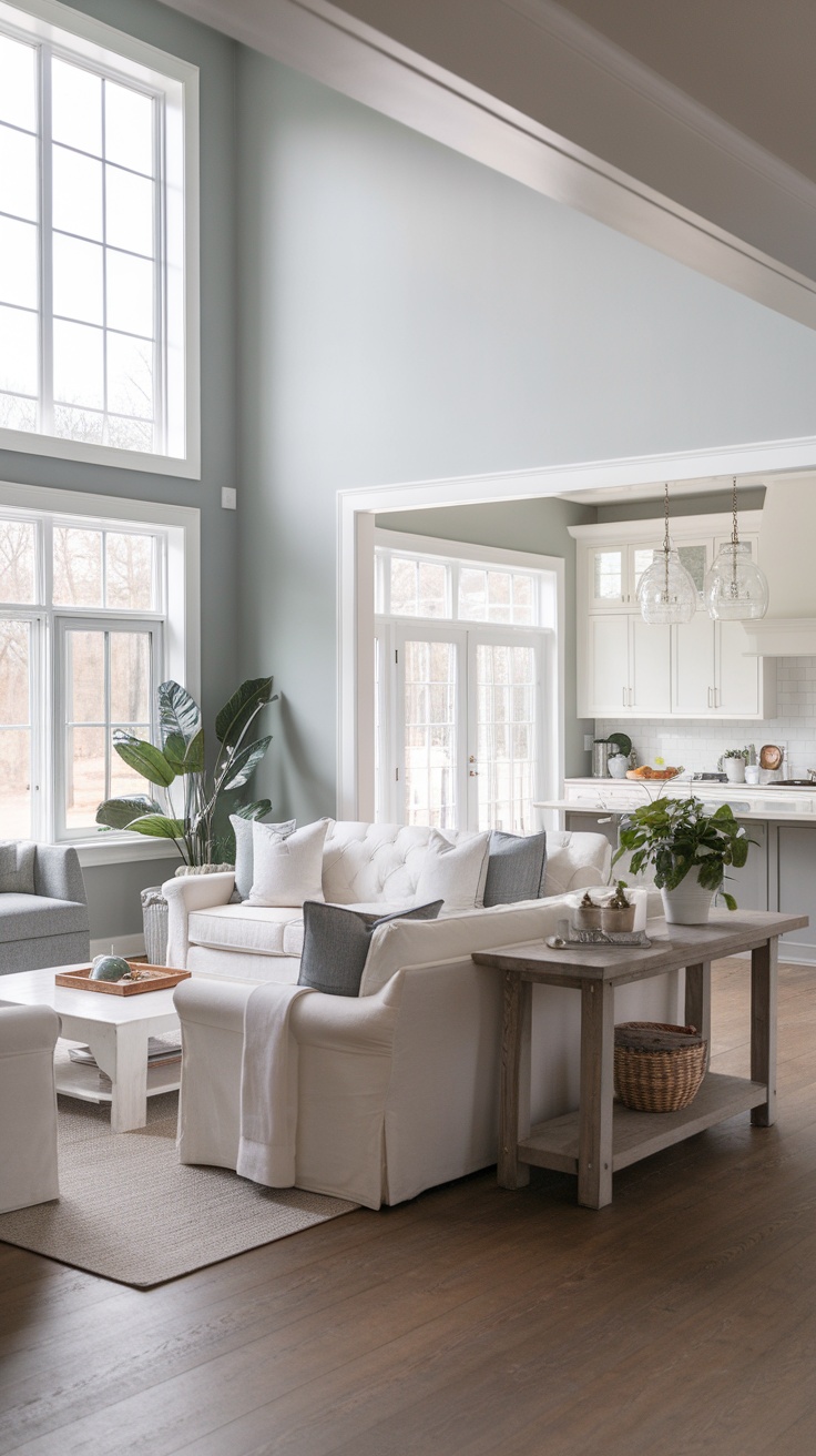 A modern farmhouse living room featuring neutral colors and natural light.