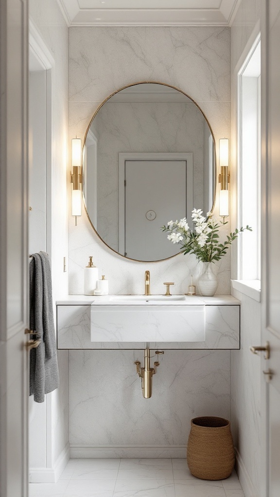 A small bathroom featuring large mirrors that enhance the sense of space.